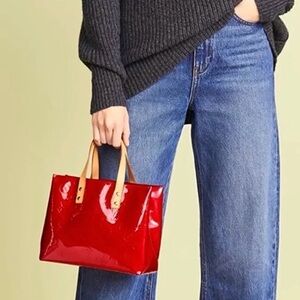 ✨LOUIS VUITTON✨Vernis Monogram Red Patent Leather PM Tote Bag